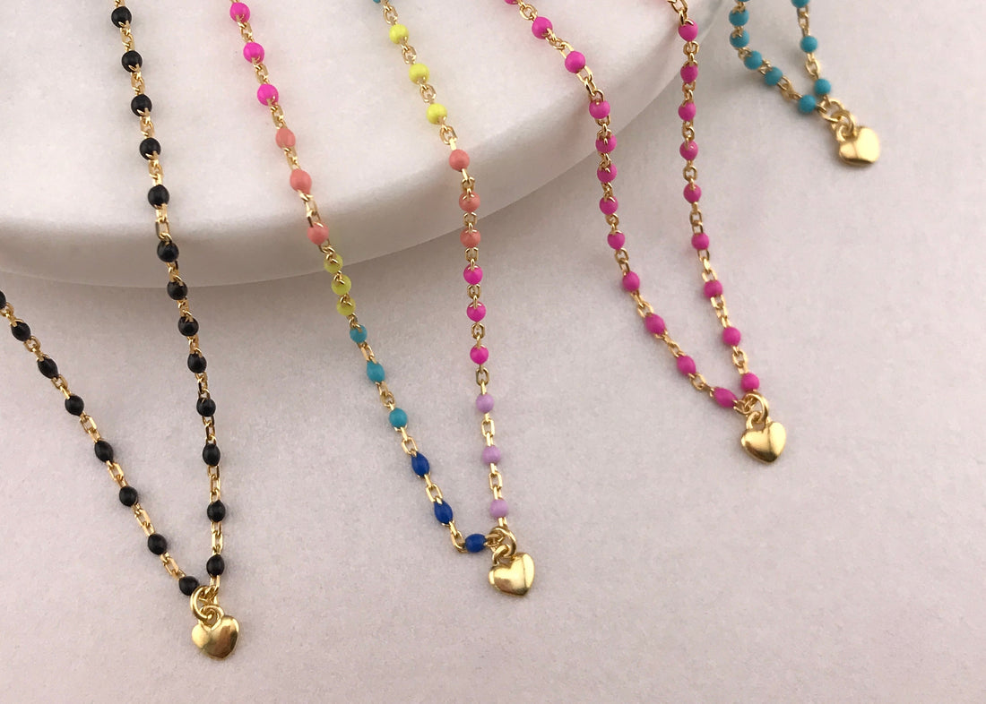Enamel Dangle Heart Necklaces by Amen