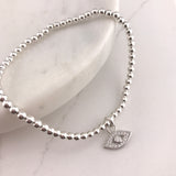 925 Sterling Silver Stretch Bracelet with Evil Eye