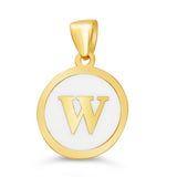 10k Gold White Enamel Letter Disc Necklace