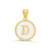 10k Gold White Enamel Letter Disc Necklace