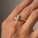 925/18k Vermeil Pear CZ Solitaire Wave Cocktail Ring