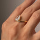 Pear CZ Solitaire Wave Cocktail Ring