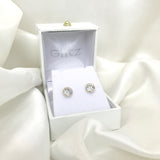 14k Yellow Gold Bezel Set CZ Comfort Back Earrings