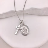 10k White Gold Outlined Cross
