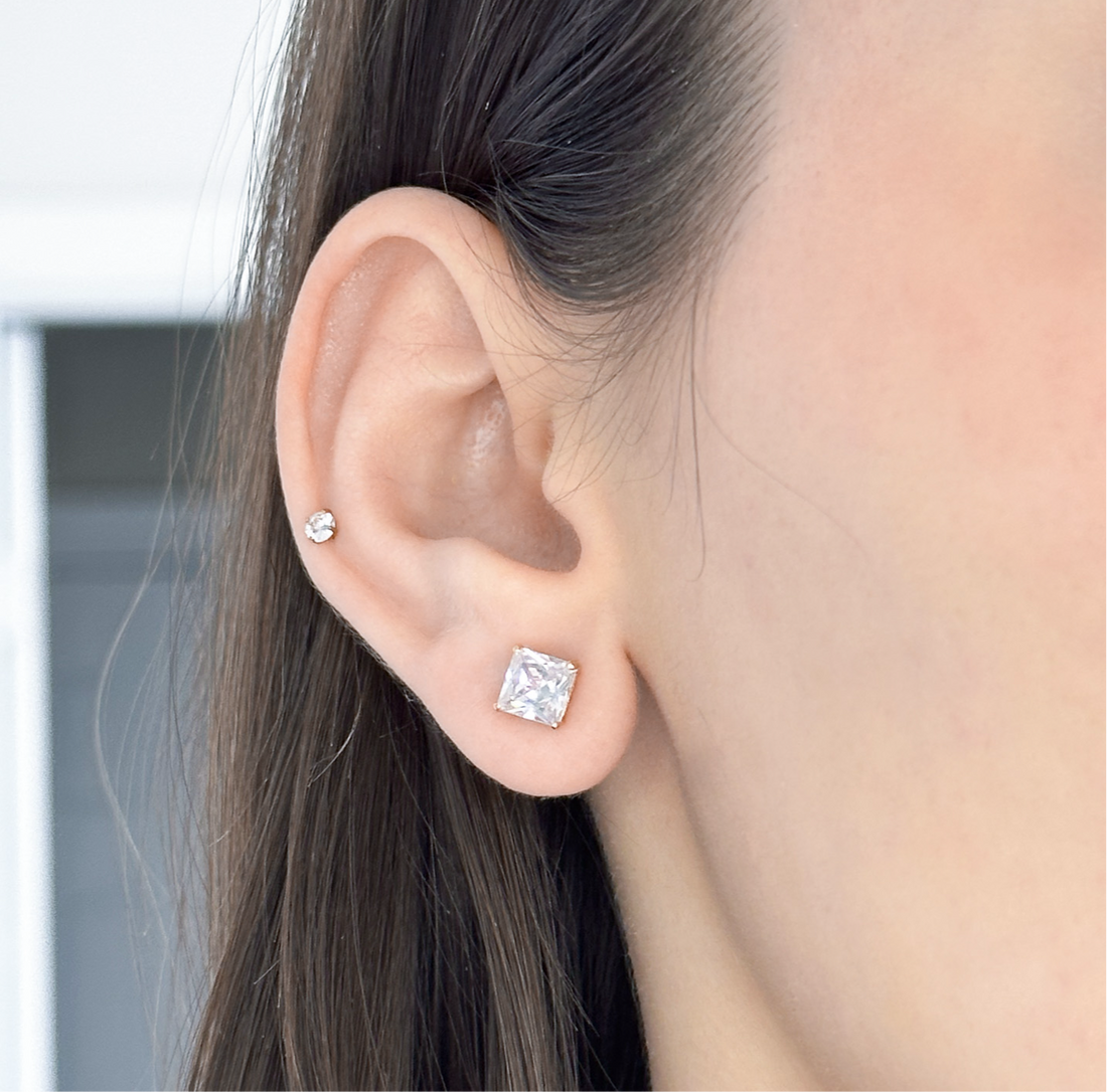 Elevated CZ Square Studs