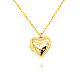 925/18k Vermeil CZ Star Setting Heart Locket Necklace