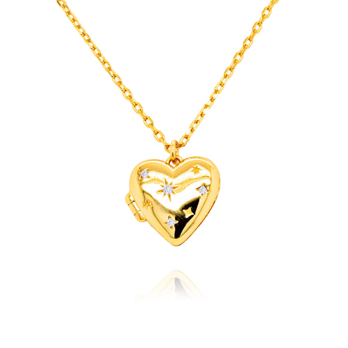 Heart CZ Locket Necklace