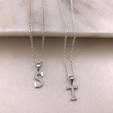 925 Sterling Silver CZ Initial Necklace