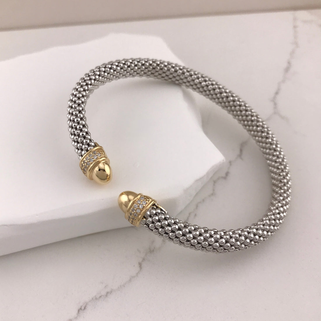Slip-on Mesh Bangle With CZ by Miss Mimi