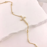 925/18k Vermeil Multi CZ Cross Bracelet