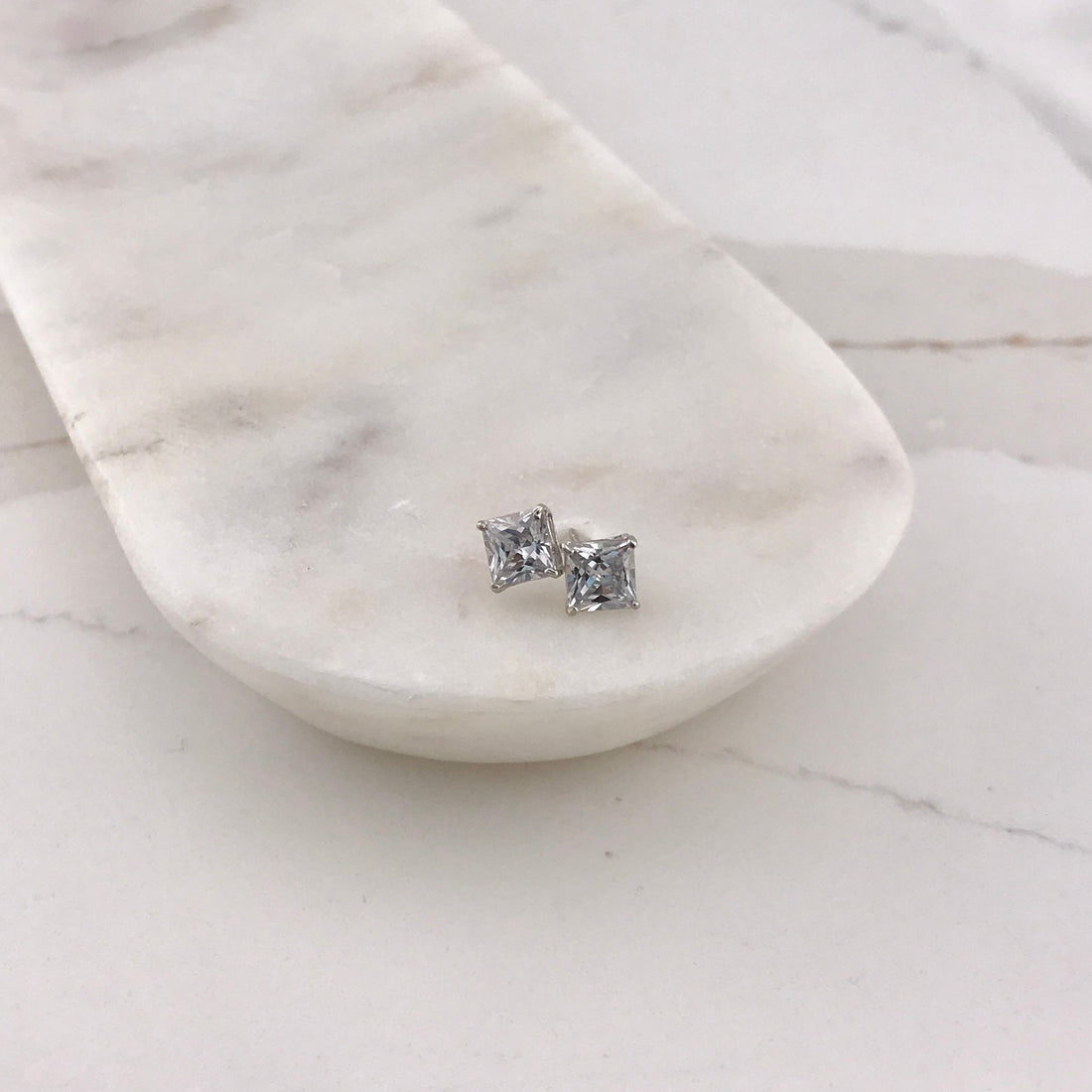 Elevated CZ Square Studs