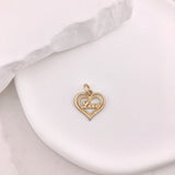 10k Gold Double Open Heart with "Love" Pendant