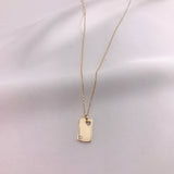 10k Yellow Gold Dog Tag with Heart-Cut out and CZ Necklace