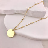 Engravable- 925/18k Vermeil Disc on Ball Chain Necklace