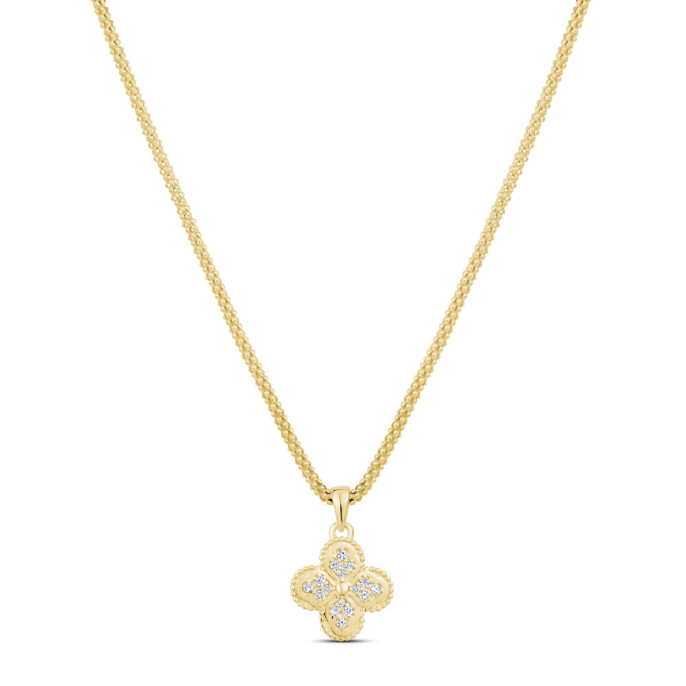 Miss Mimi- 925/14k Vermeil Heritage Clover Cubic Zirconia Necklace