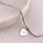 Engravable- 925 Sterling Silver Ball Bracelet with Heart
