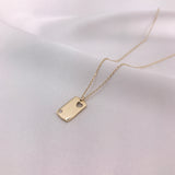 10k Yellow Gold Dog Tag with Heart-Cut out and CZ Necklace