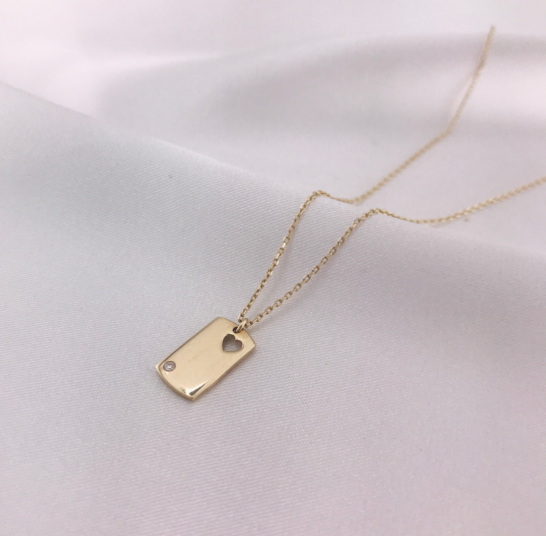 Dog Tag CZ Love Necklace