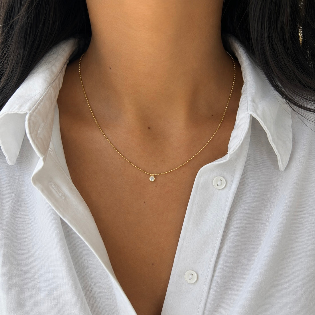 Bezel Ball CZ Chain