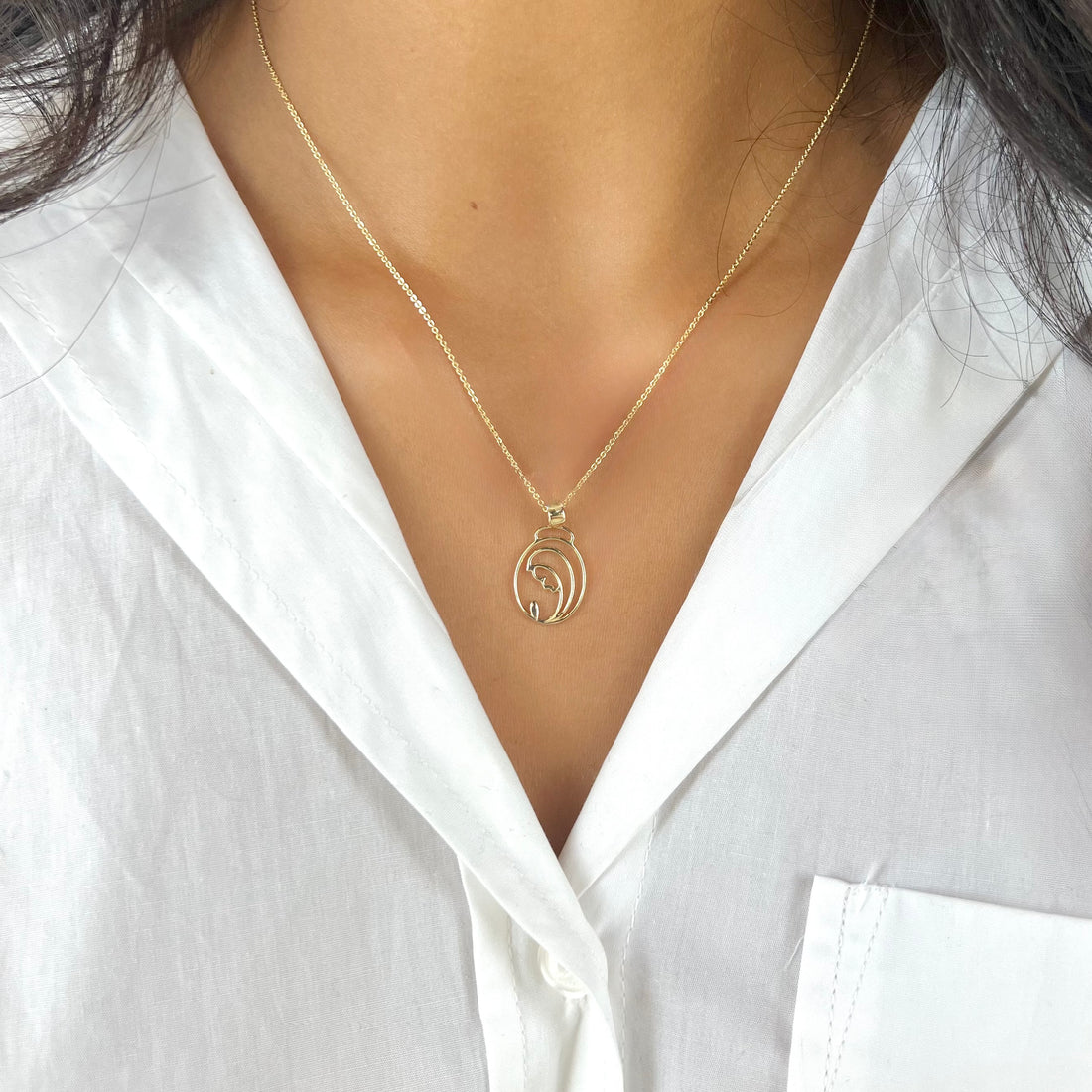 Outlined Mother Mary Pendant
