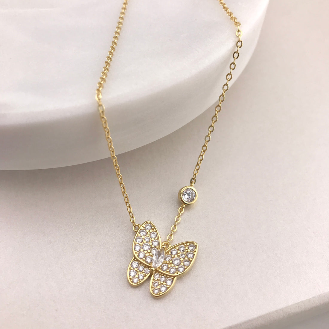 Graceful Butterfly CZ Necklace