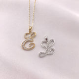 10k Gold Diamond Script Initial Necklace
