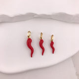 18k Gold Red Enamel Corno Pendant - 3 sizes