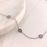 925 Sterling Silver 3 Evil Eye Bracelet