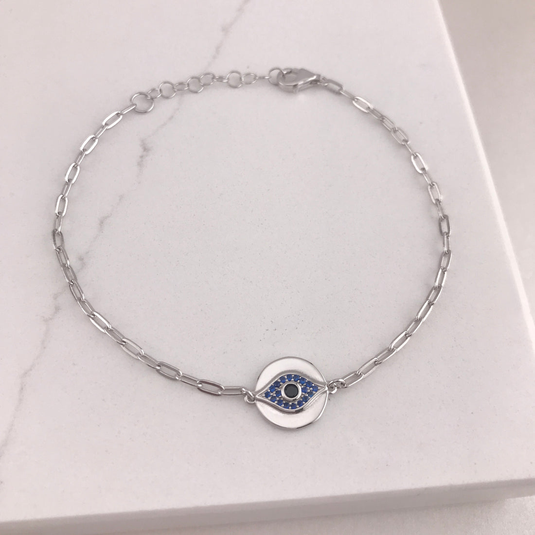 Stella Evil Eye Paperclip Bracelet