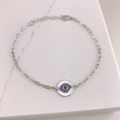 Stella Evil Eye CZ Paperclip Bracelet