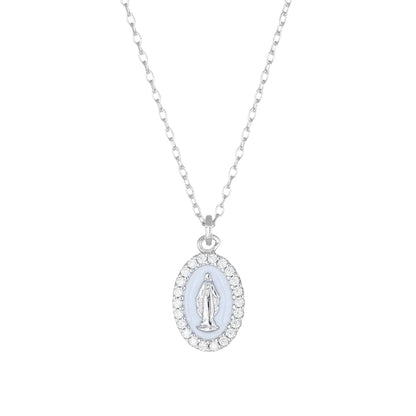 Oval Enamel Mother Mary Necklace by Amen