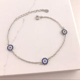 925 Sterling Silver 3 Evil Eye Bracelet