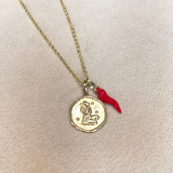 18k Gold Red Enamel Corno Pendant - 3 sizes