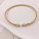 Miss Mimi- 925/14k Vermeil Cubic Zirconia Pave Twist Bangle