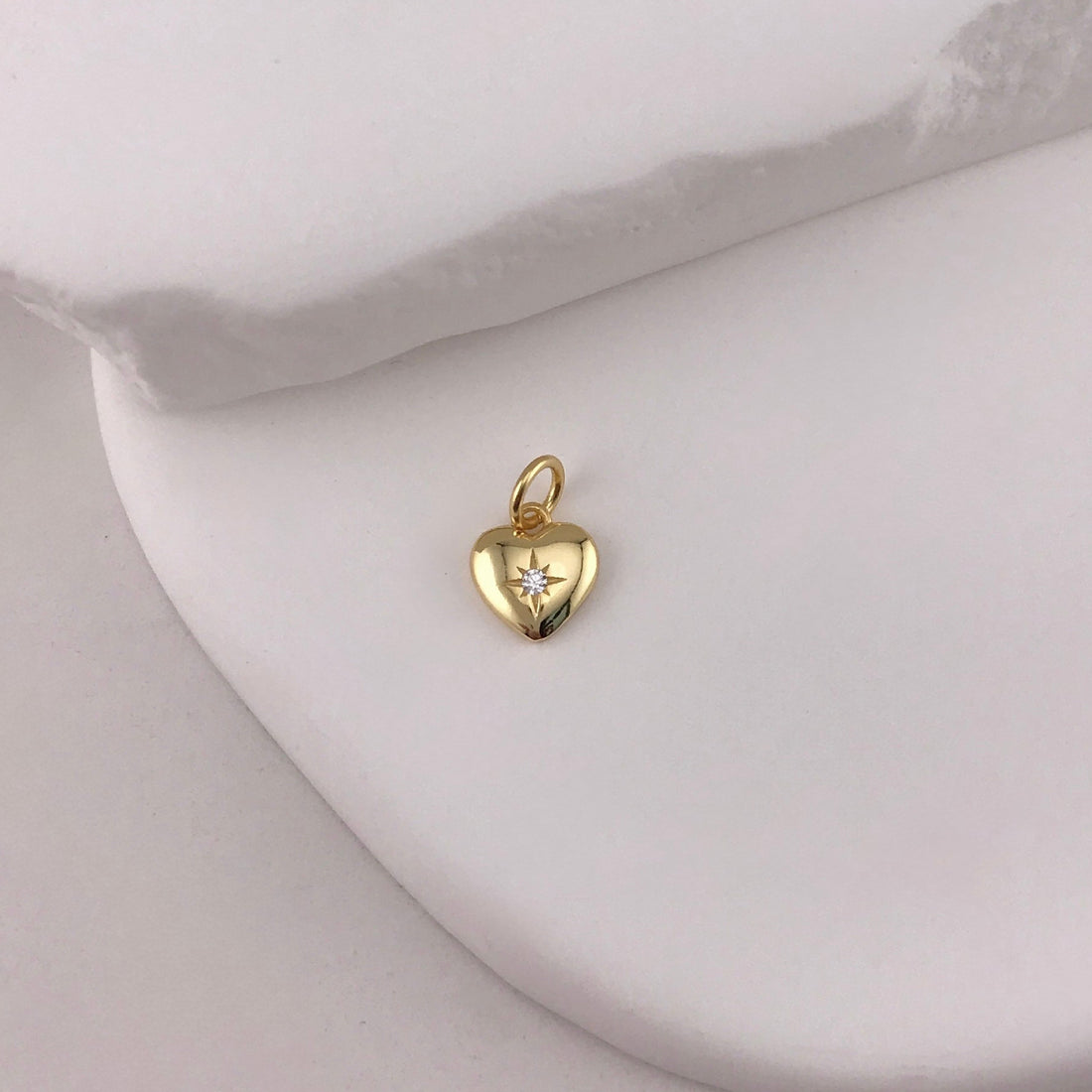 Mini Puff CZ Heart Charm