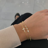 925/18K Vermeil CZ Cross Bracelet