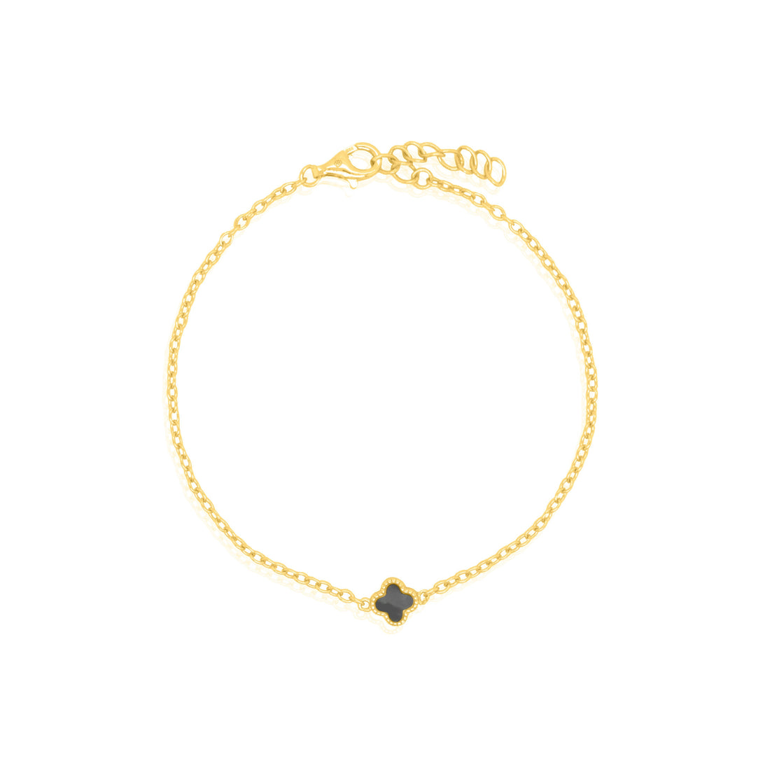 Timeless Pearl & Onyx Clover Bracelet