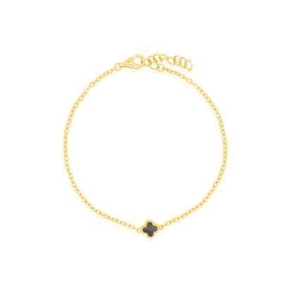 Timeless Pearl & Onyx Clover Bracelet