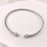 Miss Mimi- 925/14k Vermeil Cubic Zirconia Pave Twist Bangle