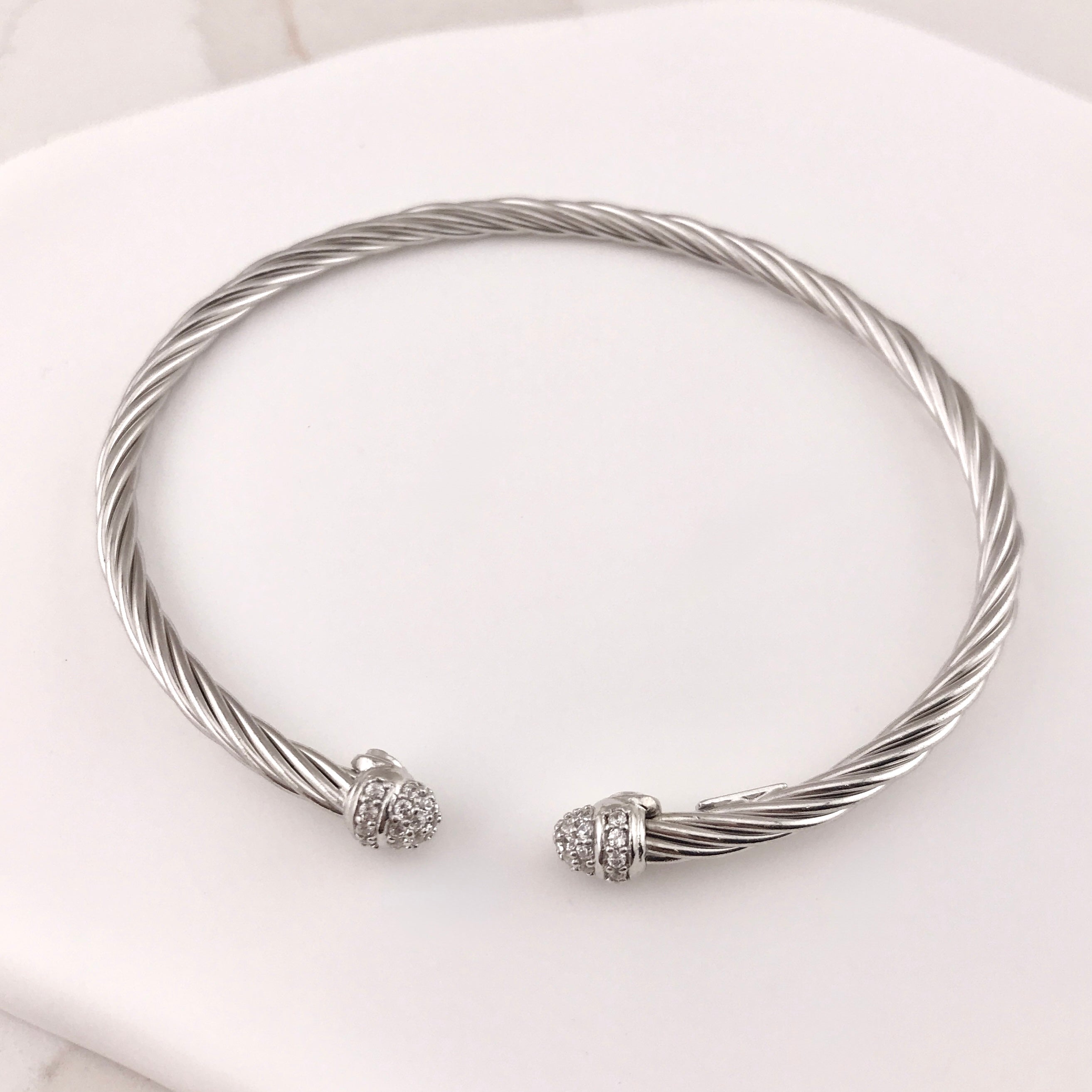Miss Mimi- 925/14k Vermeil Cubic Zirconia Pave Twist Bangle
