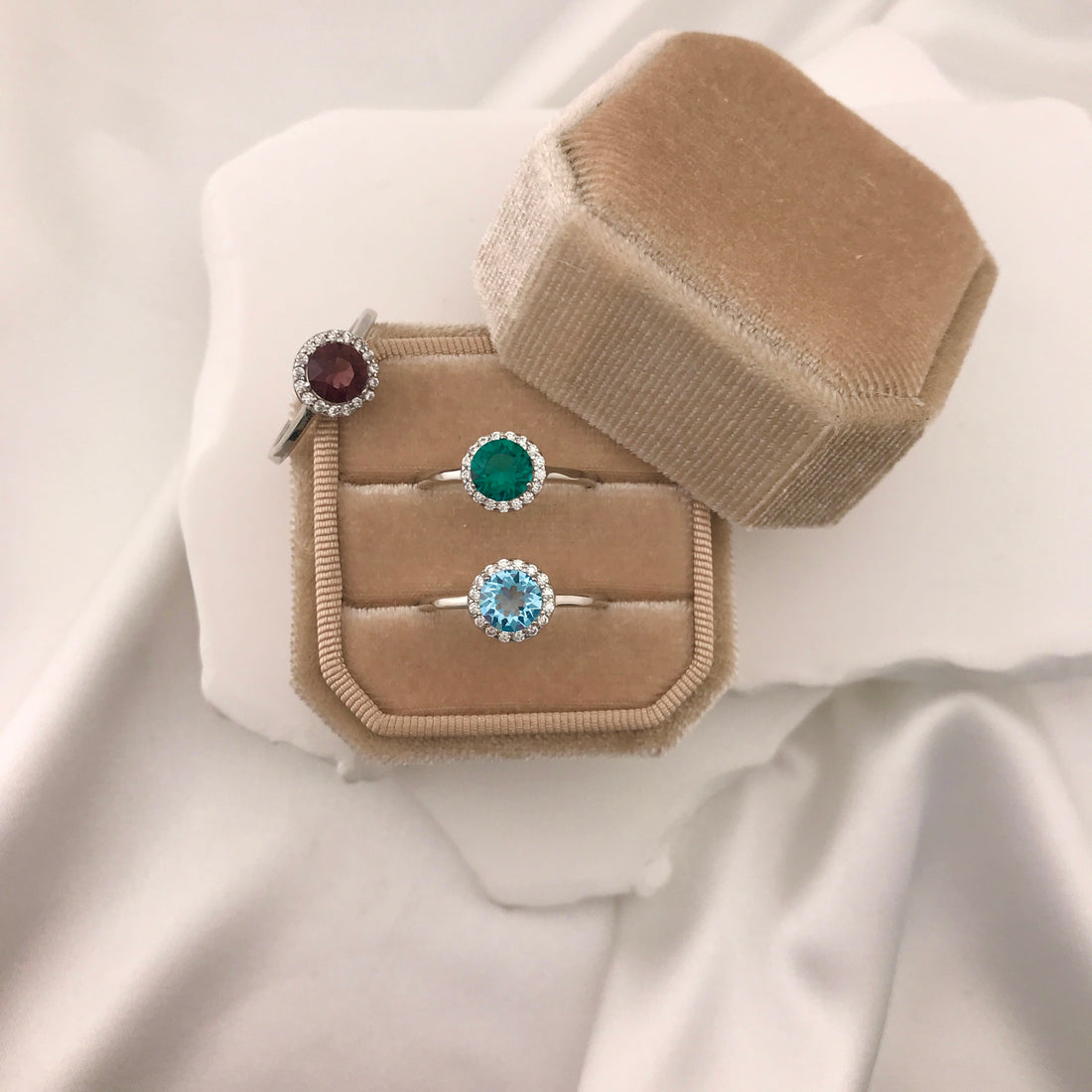 Stella Halo Birthstone Ring