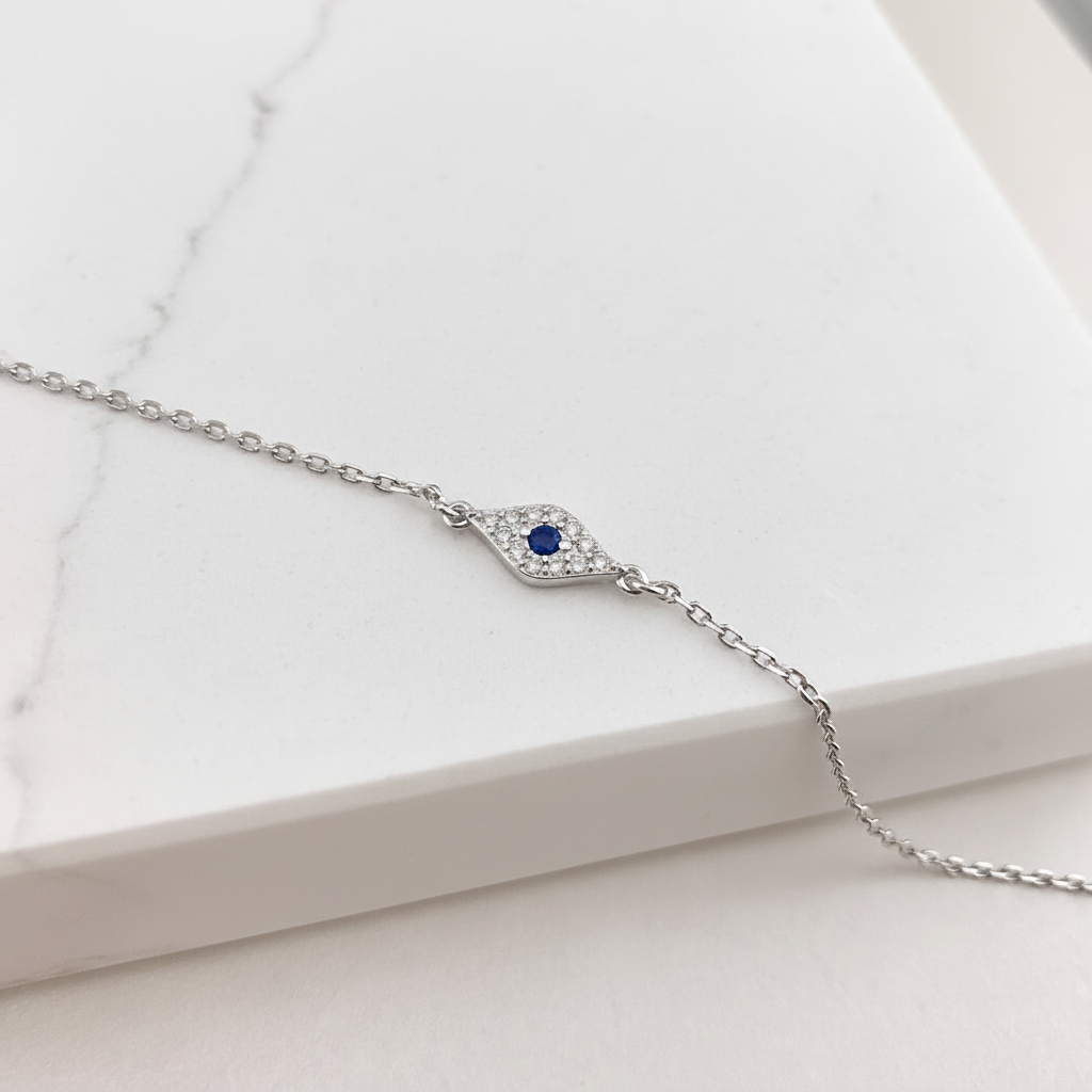 925/18K Vermeil Small CZ Evil Eye Bracelet