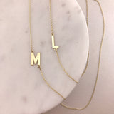 10K Gold Sideway Initial Necklace