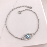 925 Sterling Silver Evil Eye with CZ Bracelet