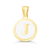 10k Gold White Enamel Letter Disc Necklace