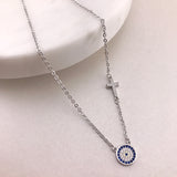 925/18K Vermeil CZ Evil Eye and Cross Necklace
