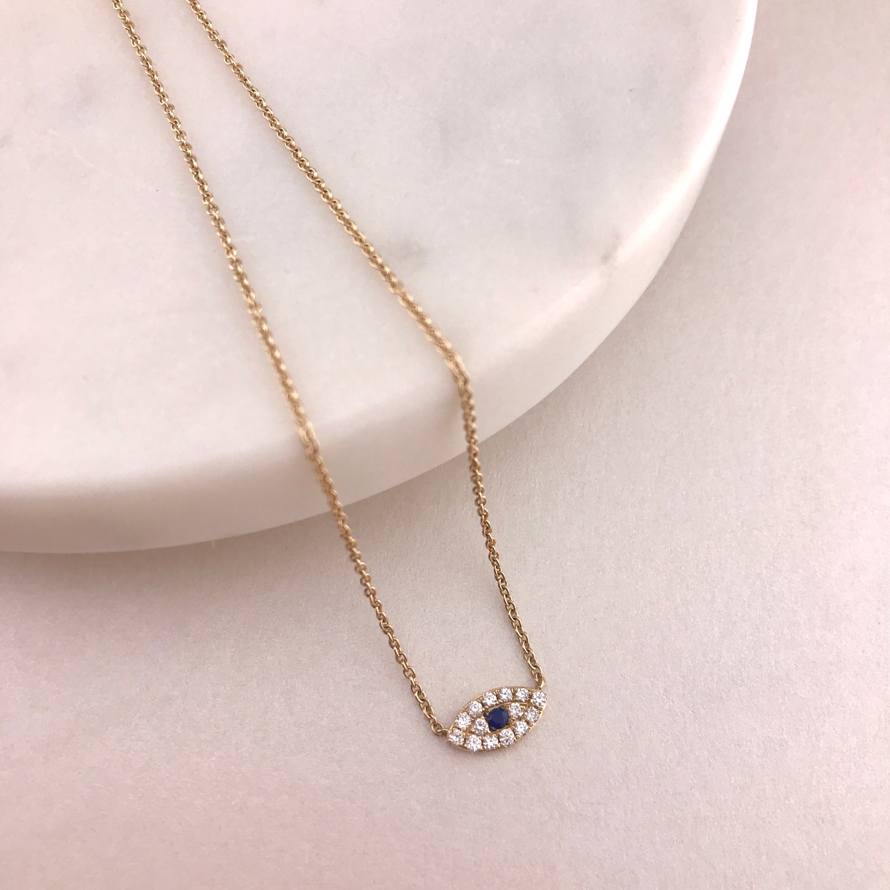 Blue Sapphire Evil Eye Necklace by Miss Mimi