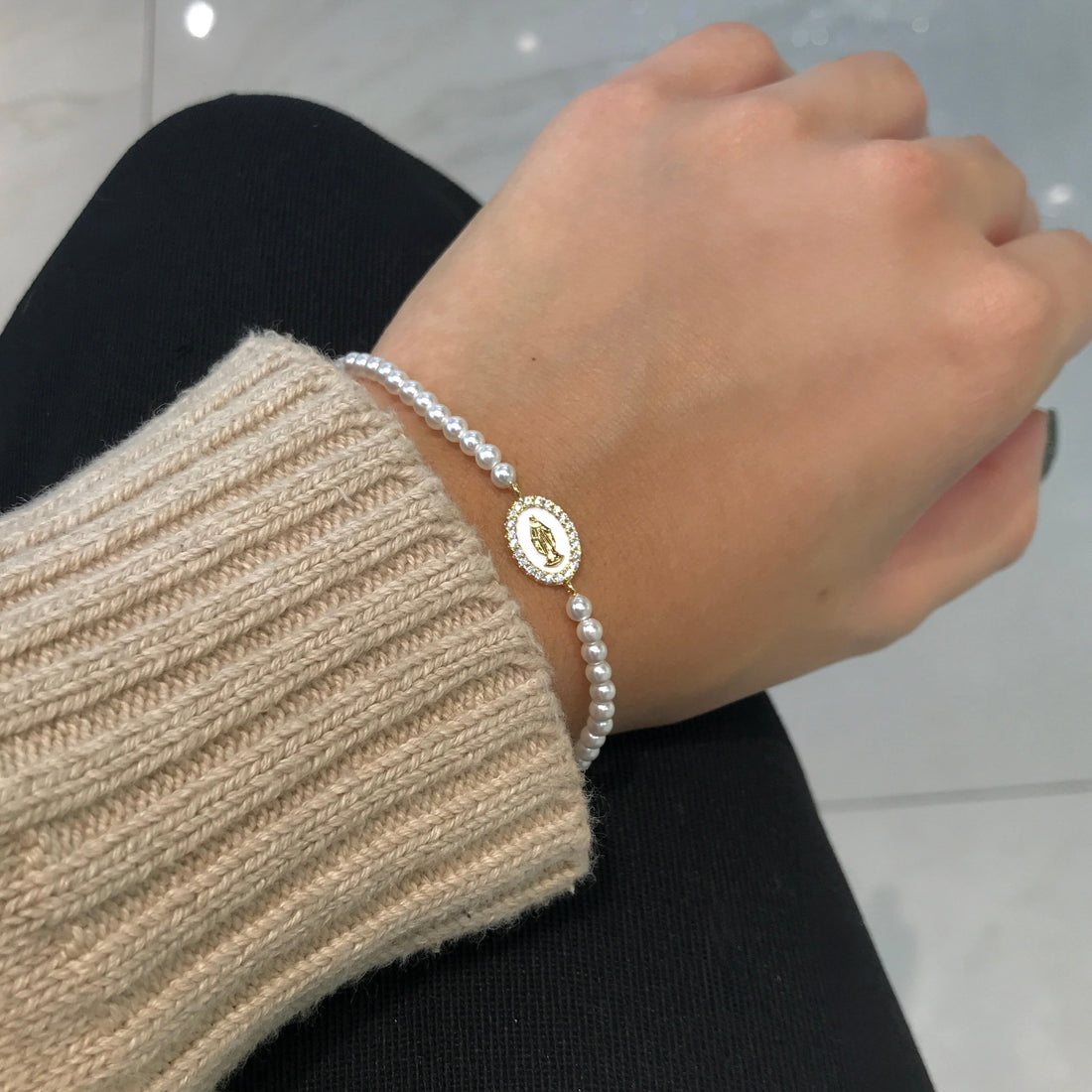 Pearl Mother Mary Bracelet by Amen