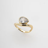 925/18k Vermeil Pear CZ Bezel Set Wave Cocktail Ring