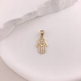 10k Gold Hamsa and Evil Eye Pendant